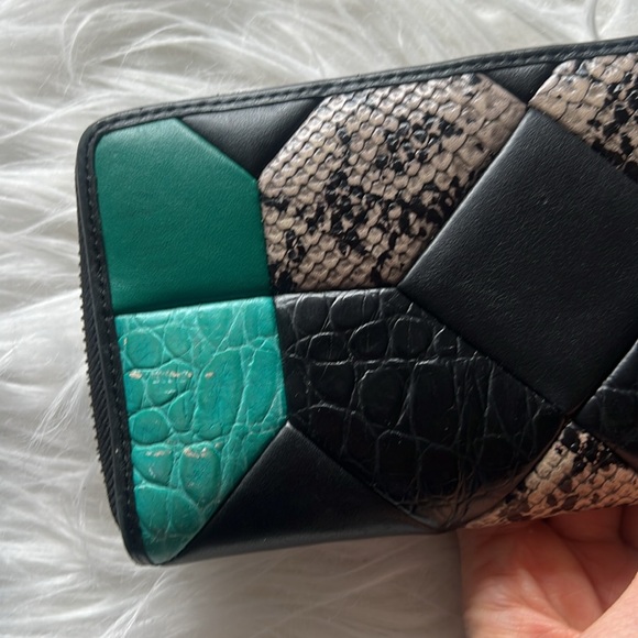 Coach Black and Teal Patchwork Wallet - Picture 12 of 13